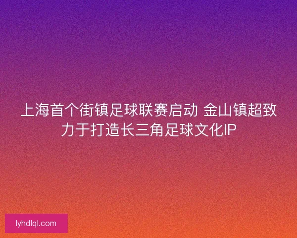 上海首个街镇足球联赛启动 金山镇超致力于打造长三角足球文化IP