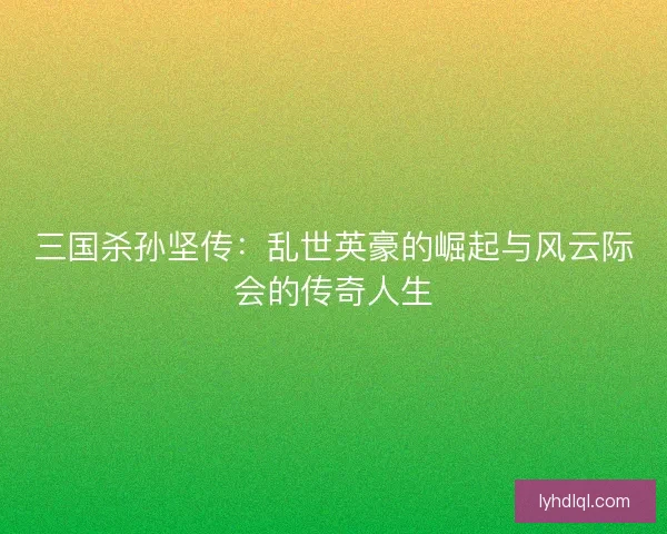 三国杀孙坚传：乱世英豪的崛起与风云际会的传奇人生